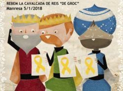 Cartel Cabalgata de Reyes de Manresa lazos amarillos