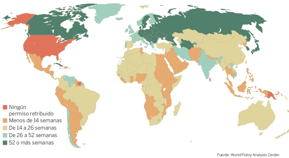 Infografía permiso de maternidad en el mundo