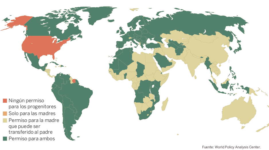 Infografía permiso de maternidad y paternidad en el mundo