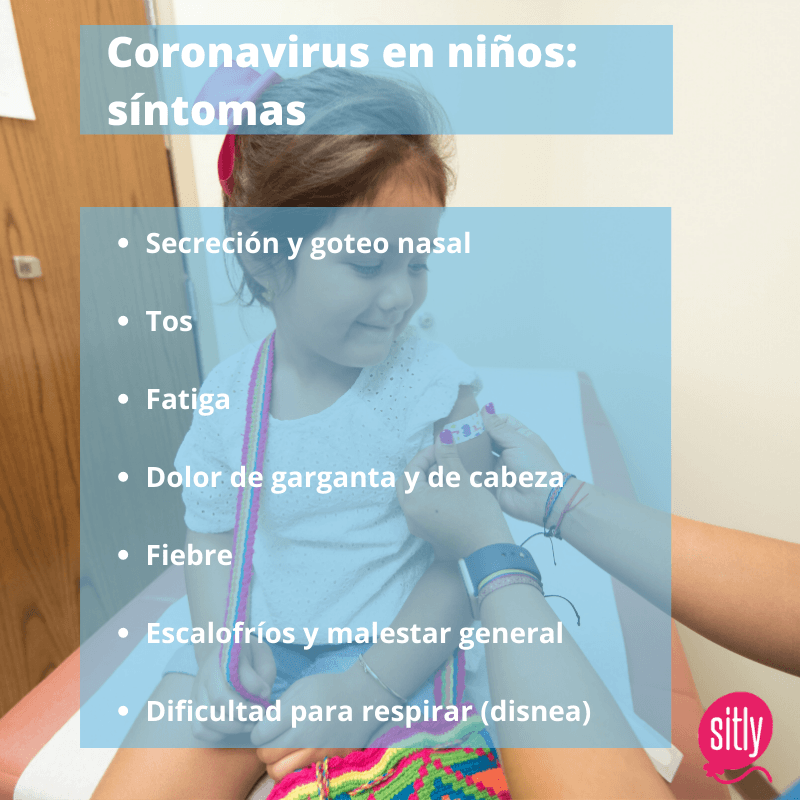 Coronavirus en niños síntomas - infografía
