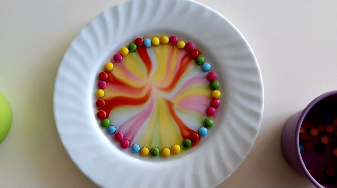 Esperimenti in casa: l'arcobaleno di caramelle.
